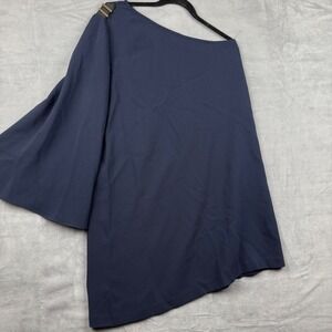 Les‎ Petites Paris One Shoulder Dress Navy Blue Gold Accent - Size 40